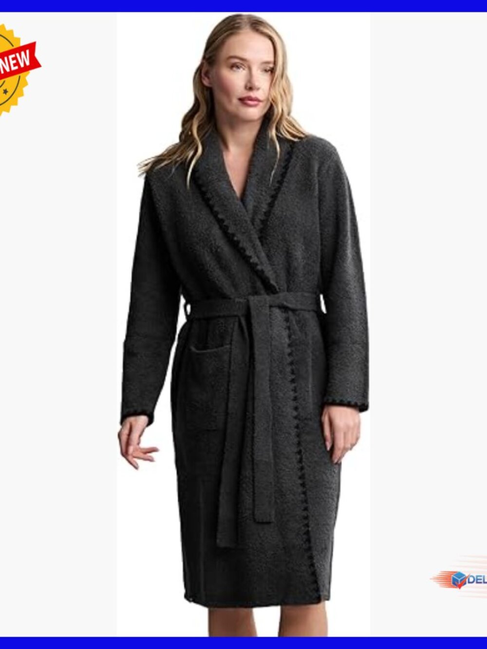 Luxury CozyChic Robe, Below-Knee Length, 100% Polyester Microfiber, Patch